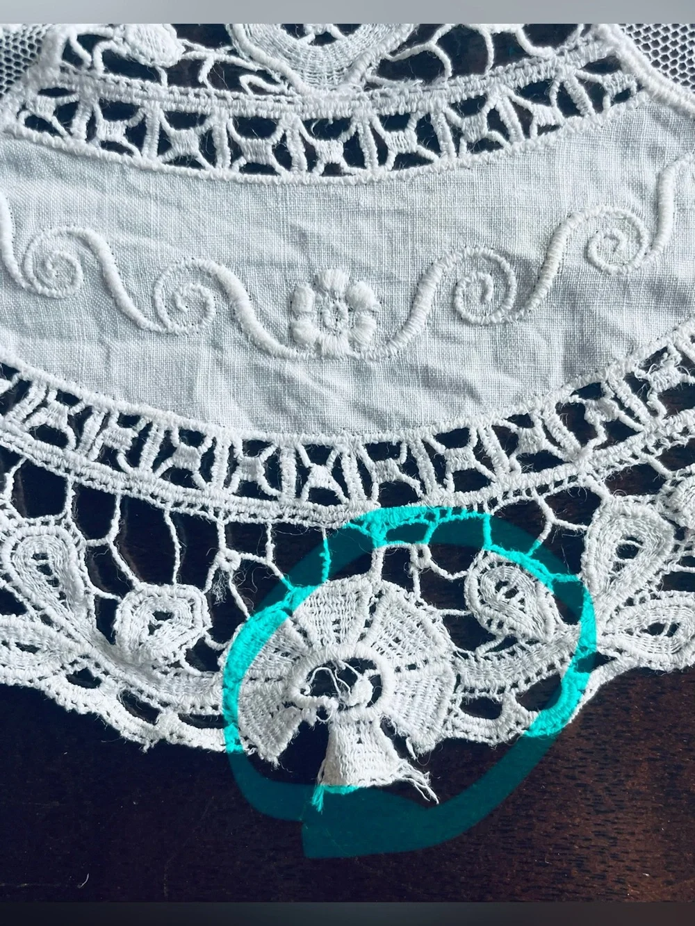 Antique Point de Gaze & Venise Table Runner Dresser Scarf White Handmade 60x17